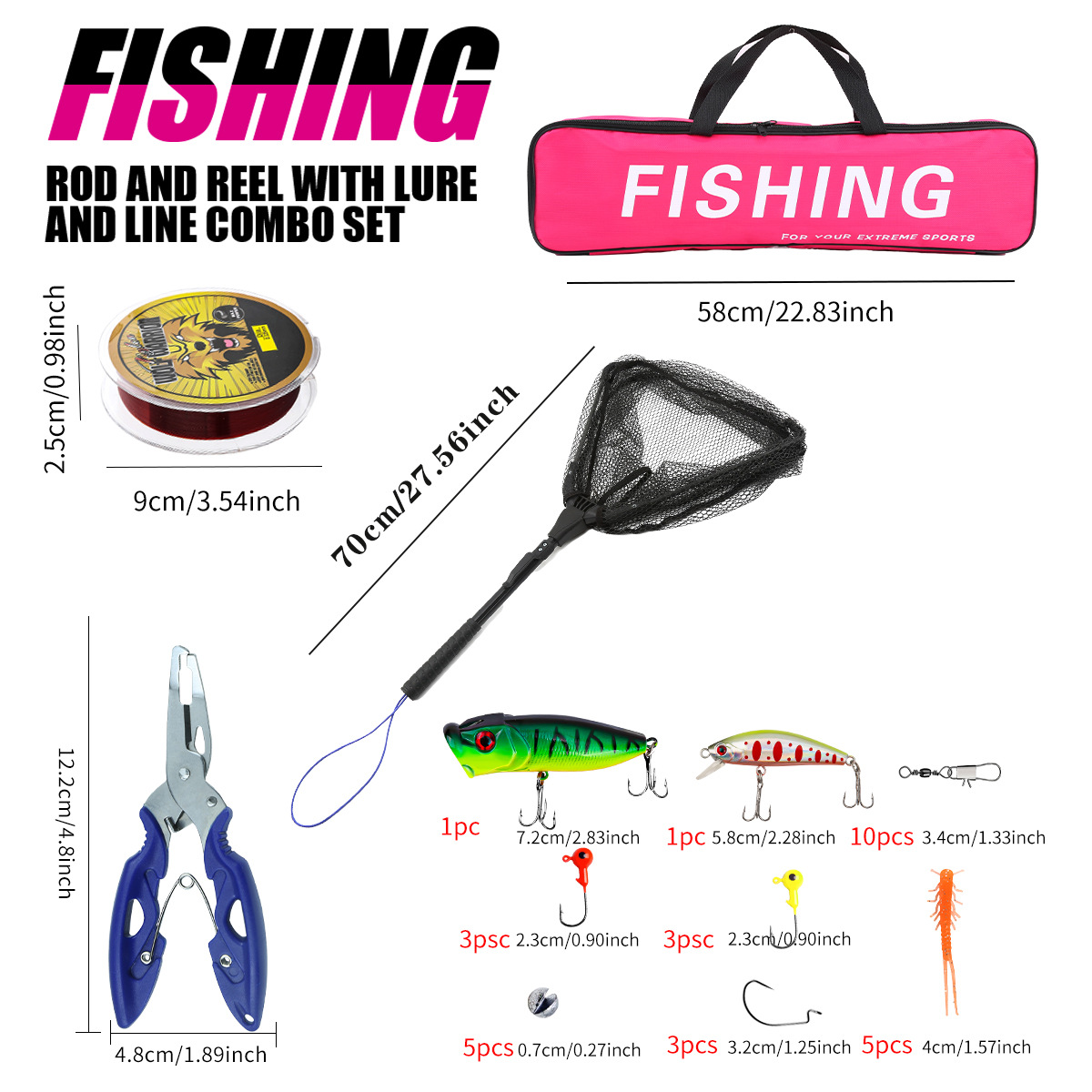 Juego completo de cañas de pes - Fishing Rod Spinning reseña y precio